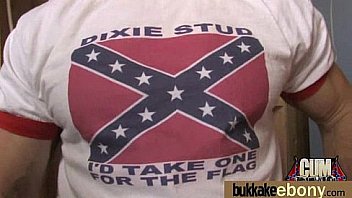 Ebony babe sucks too many white cocks 14