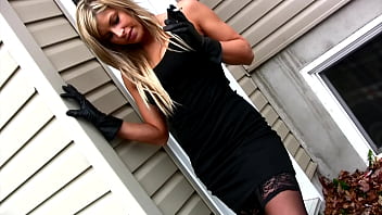 My sexy new girlfriend teases me smoking outside in provocative lingerie