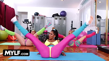 Three milfs get cock cardio