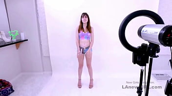 Adorable brown haired model got seduced by the producer