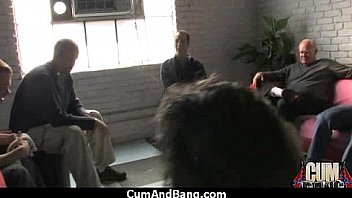 Horny ebony bukkake gangbang 23