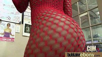 Hot ebony chick in interracial gangbang 4