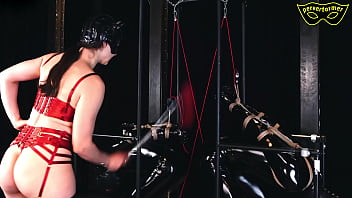 Slaves are tied to each others balls in strappado