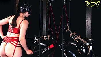 Slaves are tied to each others balls in strappado