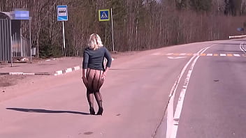 Nylon ass walk on road