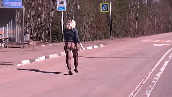 Nylon ass walk on road