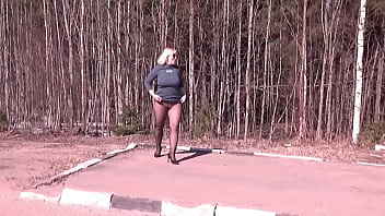 Nylon ass walk on road