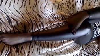 Black pantyhose under black wet look leggings