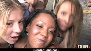 Horny ebony bukkake gangbang 30