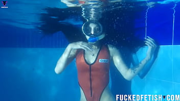 Hot skinny sexy swimwear diving mask fetish