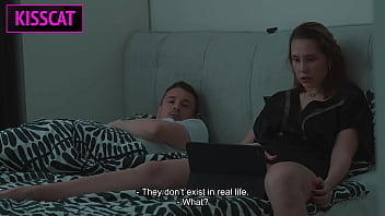 Step mom and step son watch porn masturbate to creampie bliss in share bed hotel vacation