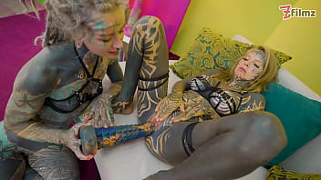 Heavy tattooed lesbians riding big toys anal atm fatnasy dildos alt girls punk goth hippie and split tongue