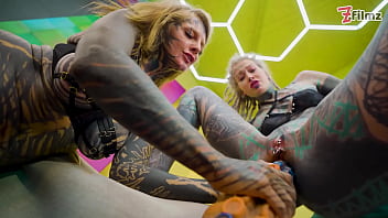 Heavy tattooed lesbians riding big toys anal atm fatnasy dildos alt girls punk goth hippie and split tongue