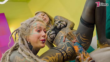 Heavy tattooed lesbians riding big toys anal atm fatnasy dildos alt girls punk goth hippie and split tongue