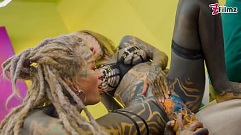 Heavy tattooed lesbians riding big toys anal atm fatnasy dildos alt girls punk goth hippie and split tongue