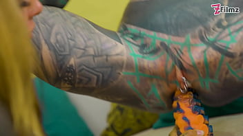 Heavy tattooed lesbians riding big toys anal atm fatnasy dildos alt girls punk goth hippie and split tongue