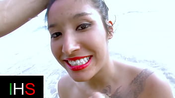 Stunning fuck at the seaside brunette girl enjoys taking cock in her pussy and ass