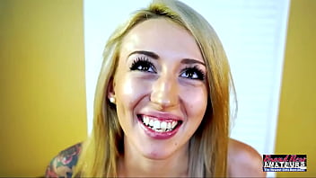 Slim blonde coed olyssia gets her tight ass fucked for the first time