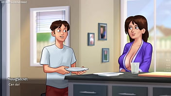 Summertime saga by darkcookie big titted milf plays with horny guy in her garden hot sexy garden milf