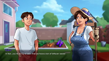 Summertime saga by darkcookie big titted milf plays with horny guy in her garden hot sexy garden milf