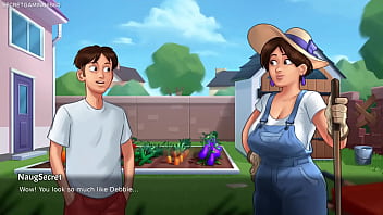 Summertime saga by darkcookie big titted milf plays with horny guy in her garden hot sexy garden milf