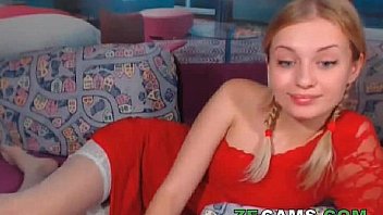 Blonde pigtail masturbation