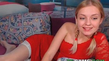 Blonde pigtail masturbation