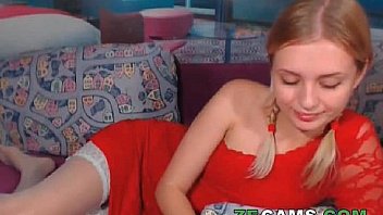 Blonde pigtail masturbation