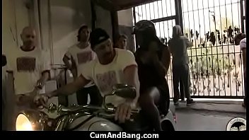 Nice ebony fucked by several white guys in all holes 12