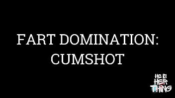 Mistress farts in slave's face while he jerks off