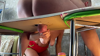 Femdom stepmom collect semen with flashlinght