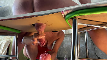 Femdom stepmom collect semen with flashlinght