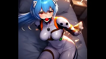 Rei ayanami in tight suit tied