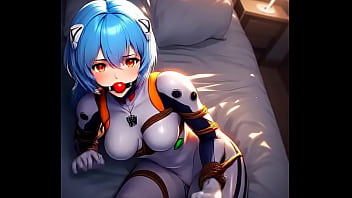 Rei ayanami in tight suit tied