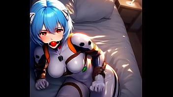 Rei ayanami in tight suit tied