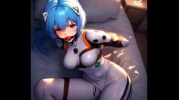 Rei ayanami in tight suit tied