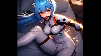 Rei ayanami in tight suit tied