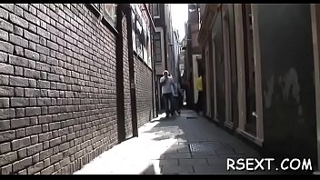 Darksome beauty sucks a large pole