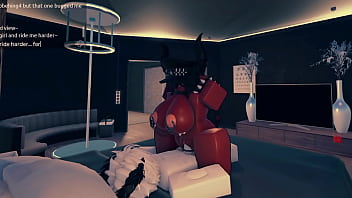 A succubus getting fucked after a party in a roblox condo