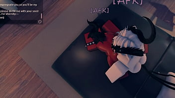 A succubus getting fucked after a party in a roblox condo
