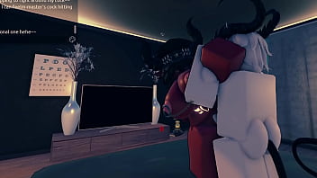 A succubus getting fucked after a party in a roblox condo