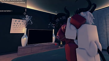 A succubus getting fucked after a party in a roblox condo