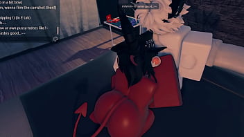 A succubus getting fucked after a party in a roblox condo