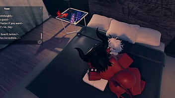 A succubus getting fucked after a party in a roblox condo