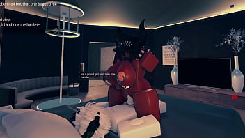 A succubus getting fucked after a party in a roblox condo