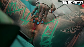 Anal solo for skinny tattoows girl dildos and fuck her tiny butthole