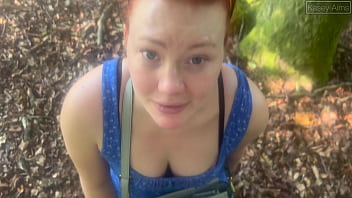 A new forest walk with a stranger's cock in my mouth and tight pussy