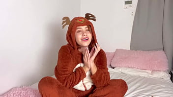 Marina does cosplay as a deer and ends up putting a huge dildo in her pussy