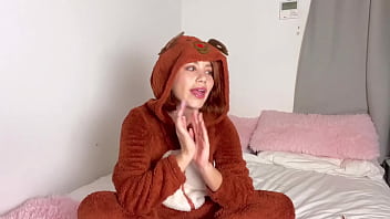 Marina does cosplay as a deer and ends up putting a huge dildo in her pussy