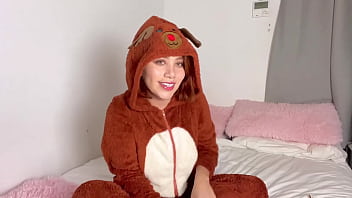 Marina does cosplay as a deer and ends up putting a huge dildo in her pussy